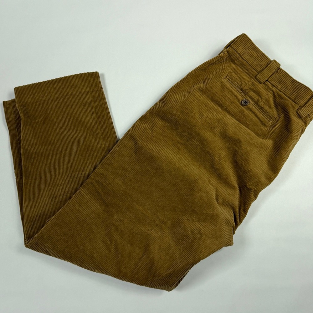 Y2K Brooks Brothers Brown Corduroy Pants Mens 40x30 Regular Fit Stretch Trousers